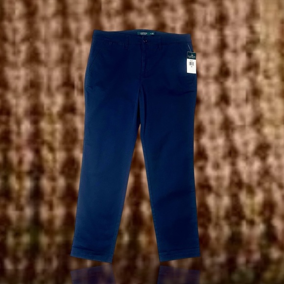 NWT Lauren Ralph Lauren Cotton-Blend Chino Pants in “Royal Navy” Size 10 - Picture 1 of 13